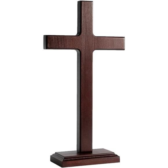 Wooden Wall Cross with Stand for Hanging or Standing 12.5 Inch Jesus Christ - Picture 3 of 7